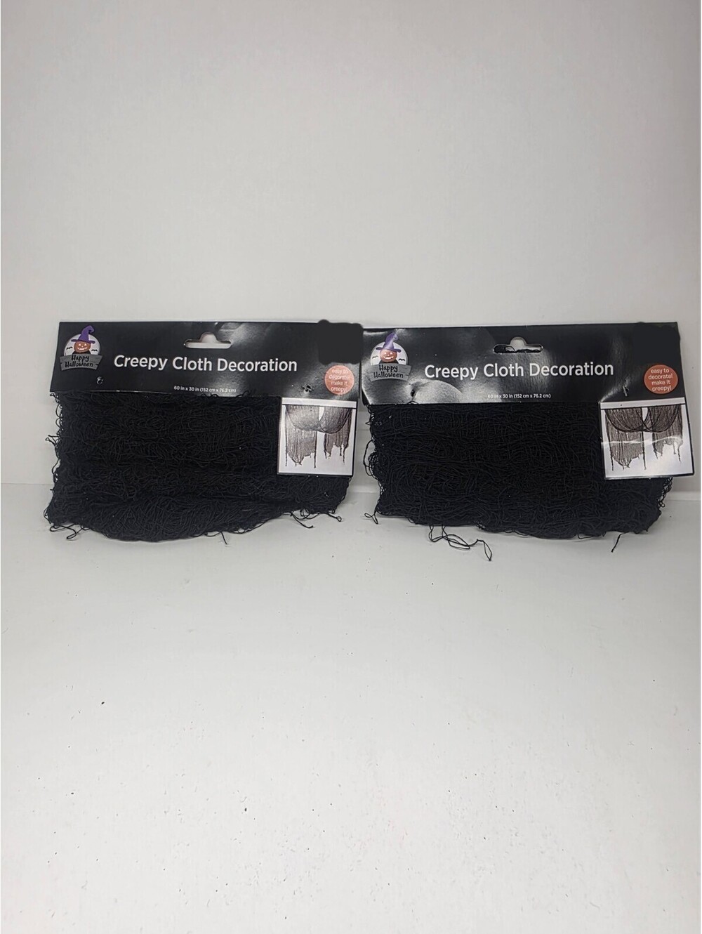 halloween creepy cloth decoration 2 Pack Black (60in. x 30in.) - NEW